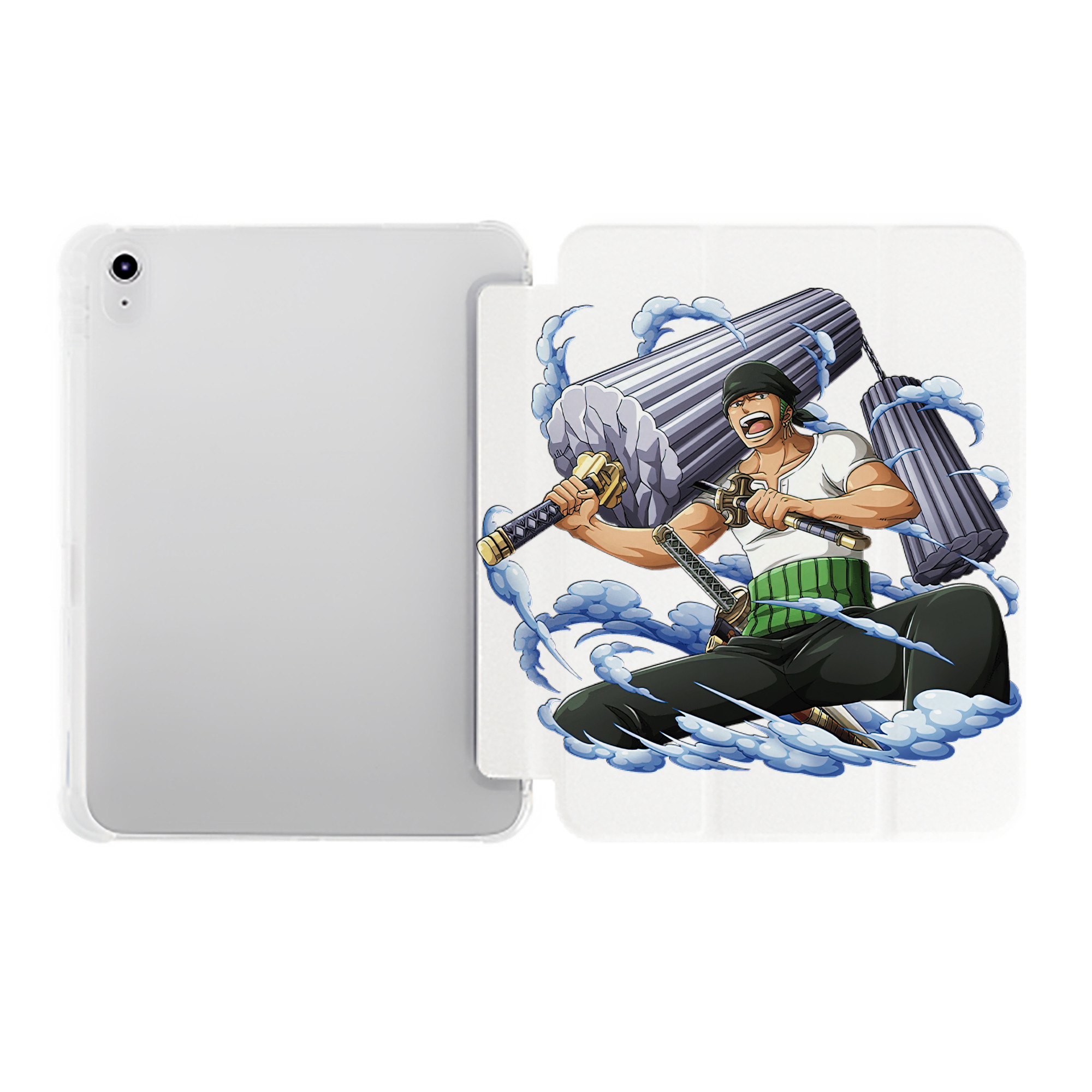 （画像用） ワンピース ロロノア・ゾロ ONE PIECE Roronoa Zoro IPad ケース ペン収納付き 三つ折りスタンド PUレザー×シリコン 対応機種9.5/10.5/10.9インチ